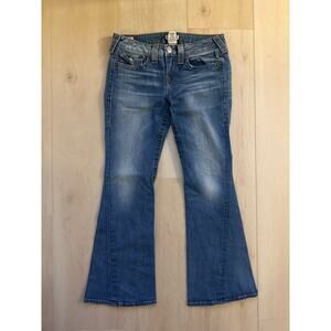True Religion 29x27 Petite Flap Pocket Bootcut Jeans Y2K Denim Western Low Rise